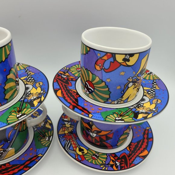 Sakura Verona 1993 Espresso Cup & Saucers Set by Sue Zipkin - Picture 5 of 10